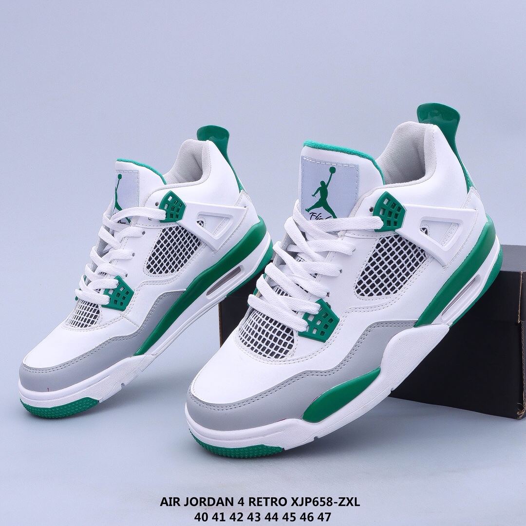 2020 Air Jordan 4 Retro White Grey Green Shoes